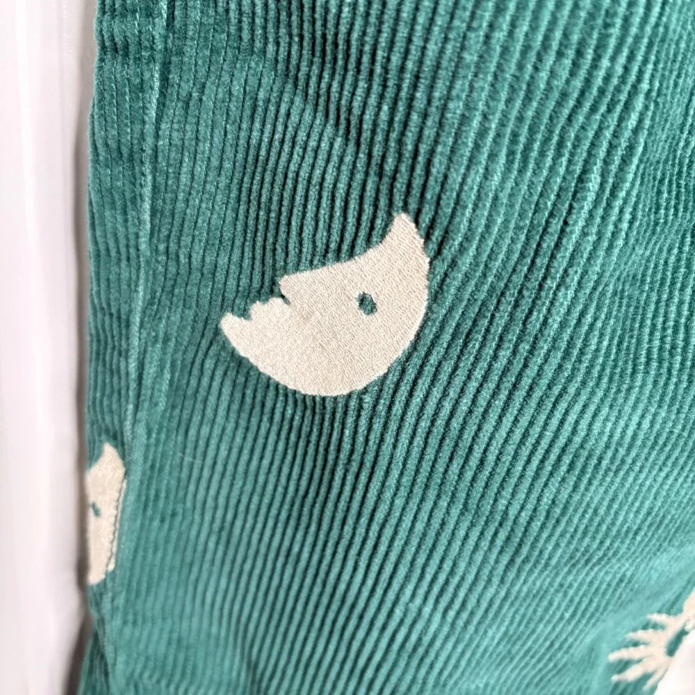 Urban Outfitters Mens Green Corduroy Sun Moon Embroidered Beach Pants Small